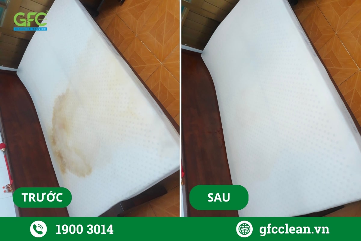 Giặt nệm bị ố nước tiểu nhà anh Minh - Quận Tân Phú