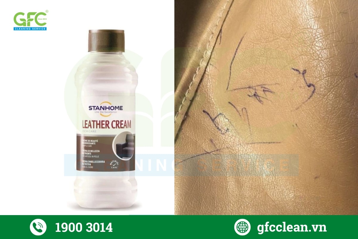Dùng chai vệ sinh da chuyên dụng là cách tẩy mực bút bi trên ghế da tốt nhất