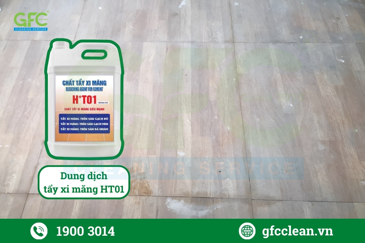 Dung dịch HT01 được dùng để tẩy sạch các vết xi măng trên mọi nền gạch